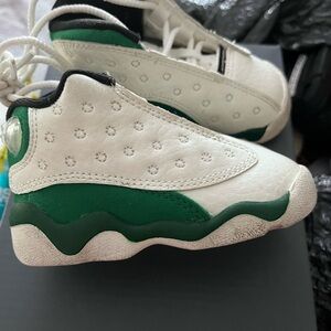 Baby Jordan White and Green Athletic Shoes